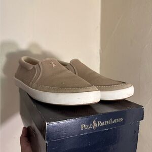 Polo by Ralph Lauren Taupe Canvas Slip-On Sneakers
